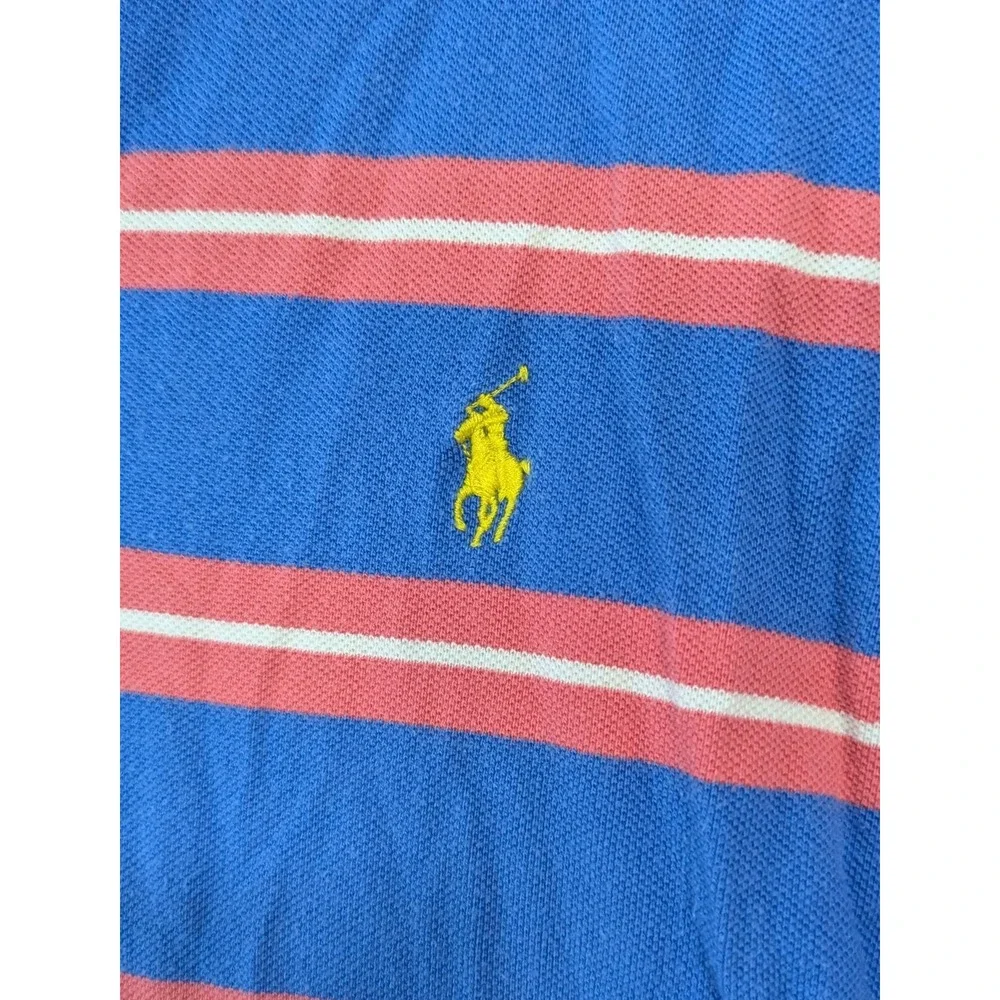 Polo Ralph Lauren Men's Short Sleeve Polo Shirt Blue/Pink Yellow Pony Sz M Med